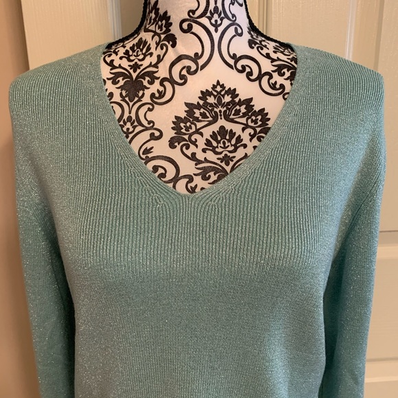 NWT New York & Company sparkle V-neck sweater - Picture 2 of 5